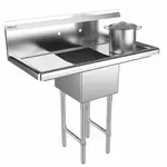 Prepline XS1C-1416-LR, 38-inch 1-Compartment Commercial Sink with Left and Right Drainboards, 14x16-inch Bowls