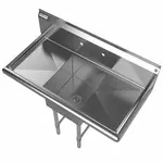 Prepline XS1C-1416-LR, 38-inch 1-Compartment Commercial Sink with Left and Right Drainboards, 14x16-inch Bowls