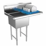 Prepline XS1C-1818-R, 38.5-inch 1-Compartment Commercial Sink with Right Drainboard, 18x18-inch Bowls