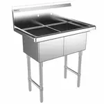 Prepline XS2C-1416, 33-inch 2-Compartment Commercial Sink, 14x16-inch Bowls