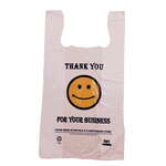 Rainbow 1/6SF, 1/6-Size White "Smile Face" Plastic T-Shirt Shopping Bags, 200/CS