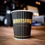 SafePro 8ARCR, 8 Oz Misprint "Abbotsford Road Coffee" Black Ripple Hot Cup, 1000/CS