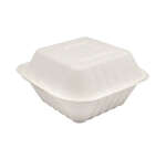 SafePro BC661, 6x6-Inch Bagasse Take Out Container with Hinged Lid 500/CS (Discontinued)