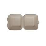 SafePro BC661PF, 6x6-Inch PFAS-Free Bagasse Take Out Container with Hinged Lid 500/CS