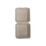 SafePro BC881PF, 9x8x3-Inch PFAS-Free Bagasse Bio Hinged Container w/Hinged Lid, 200/CS
