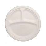 SafePro BP93 9-Inch Bagasse Compostable Round 3-Compartment Plate, 500/CS (Discontinued)
