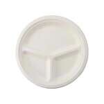 SafePro BP93PF, 6-Inch 3-Compartment PFAS-Free Bagasse Plate, 500/CS