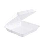 SafePro FC991 9x9x3-Inch Performer White Insulated Foam Container With A Hinged Lid, 200/CS