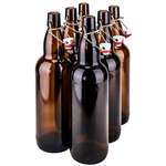 SafePro GB32BR, 1L / 33.8-ounce Brown Glass Bottle with Stopper, EA