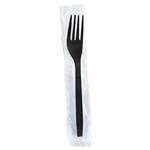 SafePro IWFHB Individually Wrapped Black Heavy Weight Plastic Forks, 1000/CS