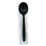 SafePro IWSSHB Individually Wrapped Black Heavy Weight Plastic Soup Spoon, 1000/CS