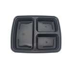 SafePro MC339B 39 Oz 3-Compartment Microwavable Containers Combo, Black Bottom, 150/CS