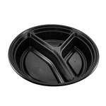 SafePro MC348B 39 Oz Round 3-Compartment Microwavable Containers Combo, Black Bottom, 150/CS