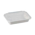 SafePro MC8168W 16 Oz. Rectangular Microwavable Containers Combo, White Bottom, 150/CS