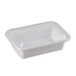 SafePro MC838W 24 Oz. Rectangular Microwavable Containers Combo, White Bottom, 150/CS