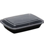 SafePro MC868, 28 Oz. Rectangular Microwavable Containers Combo, Black Bottom, 150/CS