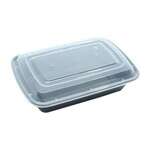 SafePro MC868, 28 Oz. Rectangular Microwavable Containers Combo, Black Bottom, 150/CS