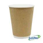 SafePro Eco SB41 12 Oz Double Wall Biodegradable Kraft Ripple Hot Cups, 500/CS