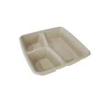 SafePro Eco SBCS1000-3 8x8x1.5-Inch 32 Oz 3-Compartment Bio Square Fiber Tray, 300/CS