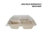 SafePro Eco SBCS1000-3 8x8x1.5-Inch 32 Oz 3-Compartment Bio Square Fiber Tray, 300/CS