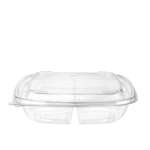 SafePro SC5-20, 20 Oz 4-Compartment Clear PET Square Containers, 140/CS. Lids Sold Separately.