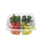 SafePro SC5-35, 35 Oz 4-Compartment Clear PET Square Containers, 140/CS. Lids Sold Separately.