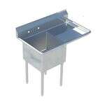Sapphire SMS-2424R, 24x24-Inch 1-Compartment Stainless Steel Sink with Right Drainboard