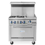 Standard Range SR-R36-12MG, 36-Inch Commercial Gas Range w/ 4 Burners, 12_Inch Griddle Top, 1 Oven - 153,000 BTU