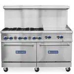 Standard Range SR-R60-24MG, 60-Inch Commercial Gas Range with 24-Inch Griddle, 6 Burners, 2 Ovens - 306,000 BTU