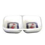Thunder Group 1102AR 2 Oz 3.38 x 2.75 Inch Asian Rose Melamine Twin Sauce Dish, DZ