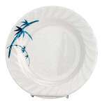 Thunder Group 1207BB 7 Inch Asian Blue Bamboo Melamine Round Curved Rim White Plate, DZ