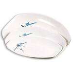 Thunder Group 2311BB 23 Oz 10.75 x 7.8 Inch Asian Blue Bamboo Melamine Rectangular White Teriyaki Tray, DZ