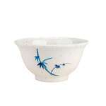 Thunder Group 3008BB 6 Oz 3.75 Inch Asian Blue Bamboo Melamine Round White Rice Bowl, DZ