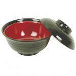 Thunder Group 3221JBR 8 Oz 4 Inch Asian Two Tone Melamine Red and Black Round Medium Soup/Vegetable Bowl, DZ