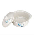 Thunder Group 3503BB 12 Oz 4.8 Inch Asian Blue Bamboo Melamine Round White Miso Bowl with Lid, DZ