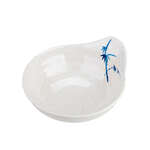 Thunder Group 3545BB 6 Oz 4.5 Inch Asian Blue Bamboo Melamine Round White Saucer, DZ