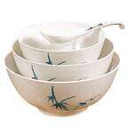Thunder Group 5206BB 25 Oz 5.8 Inch Asian Blue Bamboo Melamine Round Rice White Bowl, DZ