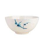 Thunder Group 5206BB 25 Oz 5.8 Inch Asian Blue Bamboo Melamine Round Rice White Bowl, DZ