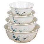 Thunder Group 5309BB 72 Oz 9 Inch Asian Blue Bamboo Melamine Round White Swirl Soba Bowl, DZ