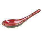 7003JBR.75 Oz 5.63 x 1.63 Inch Asian Two Tone Melamine Red and Black Spoon, DZ