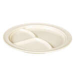 Thunder Group NS703T 10.25 Inch Western Nustone Tan Melamine Round Beige 3 Compartment Plate, DZ