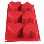 Thunder Group PLBM002S, 4.4-Ounce Heart High Heat Silicone Baking Mold, 6 Cavities