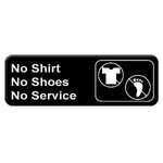 PLIS9330BK, 9x3-inch 'No Shirt, No Shoes, No Service' Information Sign