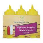 Thunder Group PLTHSB024YW, 24-Ounce Plastic Wide-Mouth Squeeze Bottle, Yellow, 6/Pack