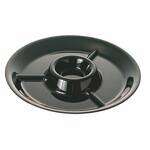 Thunder Group RF6016BW 14 1/2 Inch Western Black Pearl Melamine Two Tone Black Round 3 Section Appetizer Platter, EA