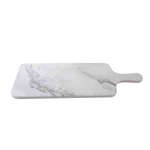 Thunder Group SB612W 12 1/2 x 5 1/2 Inch Western White Shadow Melamine Faux Marble Serving Board with Handle, EA