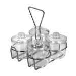 SLCJH004, Stainless Steel 4 Holes Condiment Jar Holder