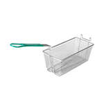 SLFB004, 13 x 6 5/8 x 5 1/8-Inch Rectangular Medium Nickel-Plated Fry Basket With Green Handle