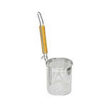 SLNS553, 5x5 1/4-Inch Stainless Steel Flat Bottom Noodle Skimmer with Wooden Handle, Round