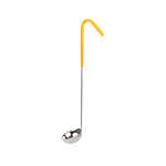 SLOL202, 1-Ounce One Piece Stainless Steel Ladle, Coated Hooked Handle, Yellow